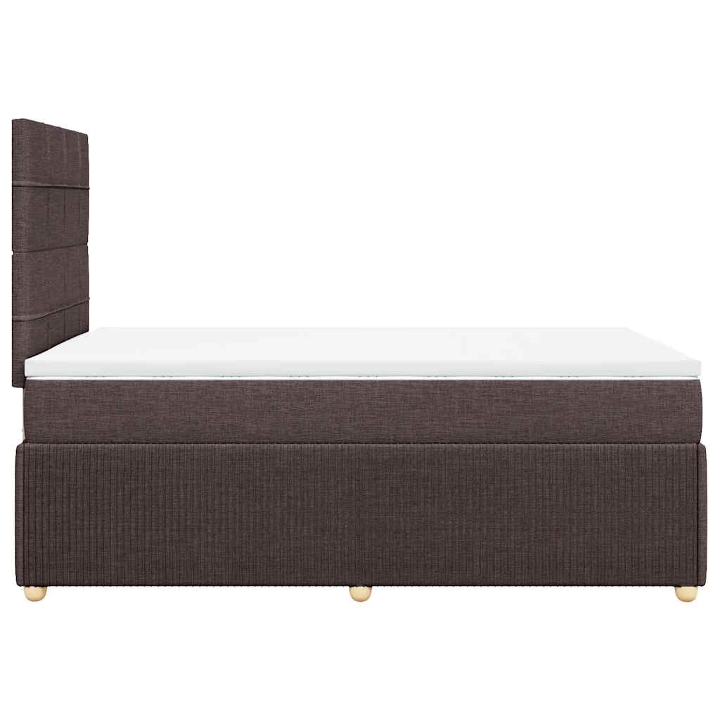 vidaXL Κρεβάτι Boxspring με Στρώμα Σκούρο Καφέ 120x200 εκ. Υφασμάτινο