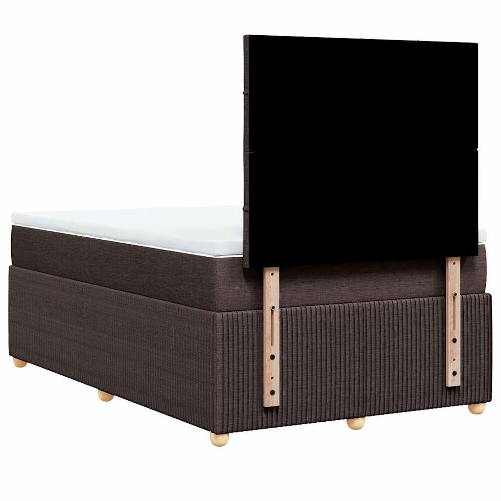 vidaXL Κρεβάτι Boxspring με Στρώμα Σκούρο Καφέ 120x200 εκ. Υφασμάτινο