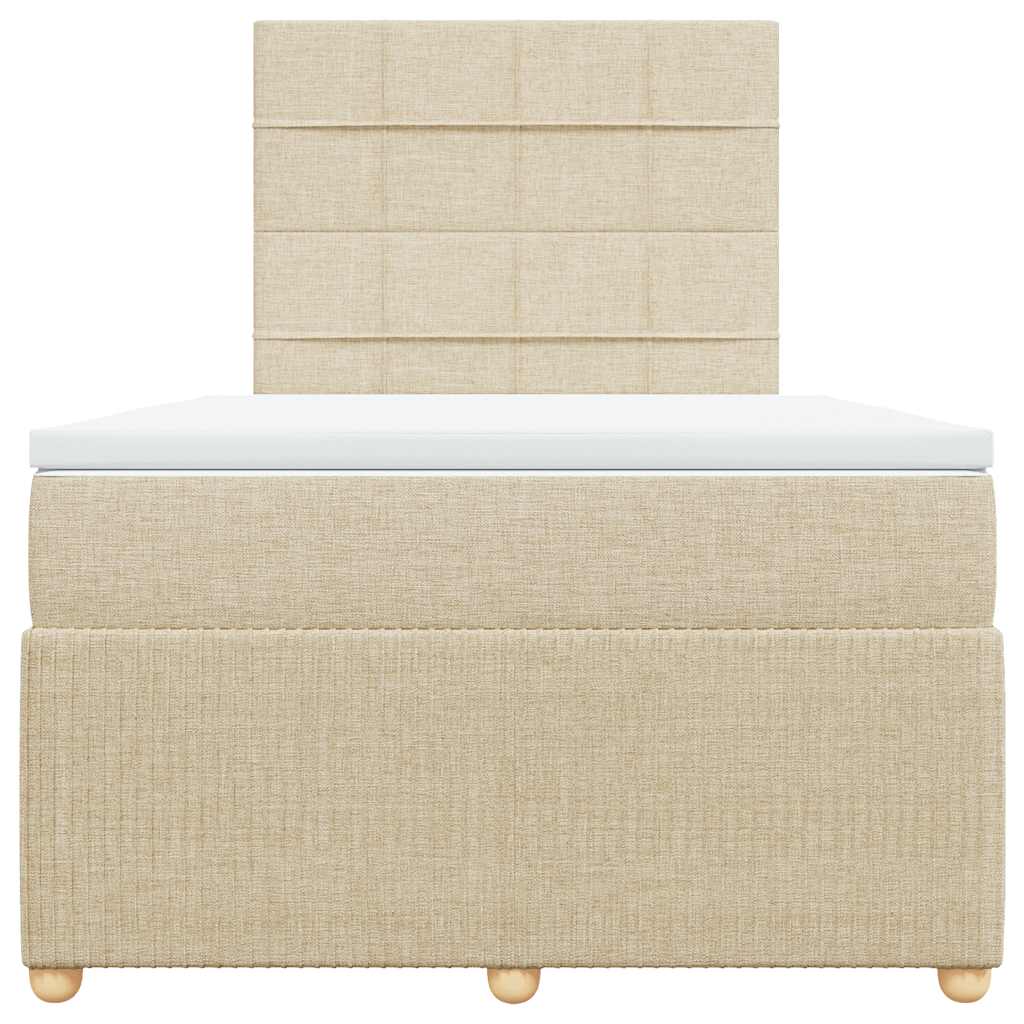 vidaXL Κρεβάτι Boxspring με Στρώμα Κρεμ 120x200 εκ. Υφασμάτινο