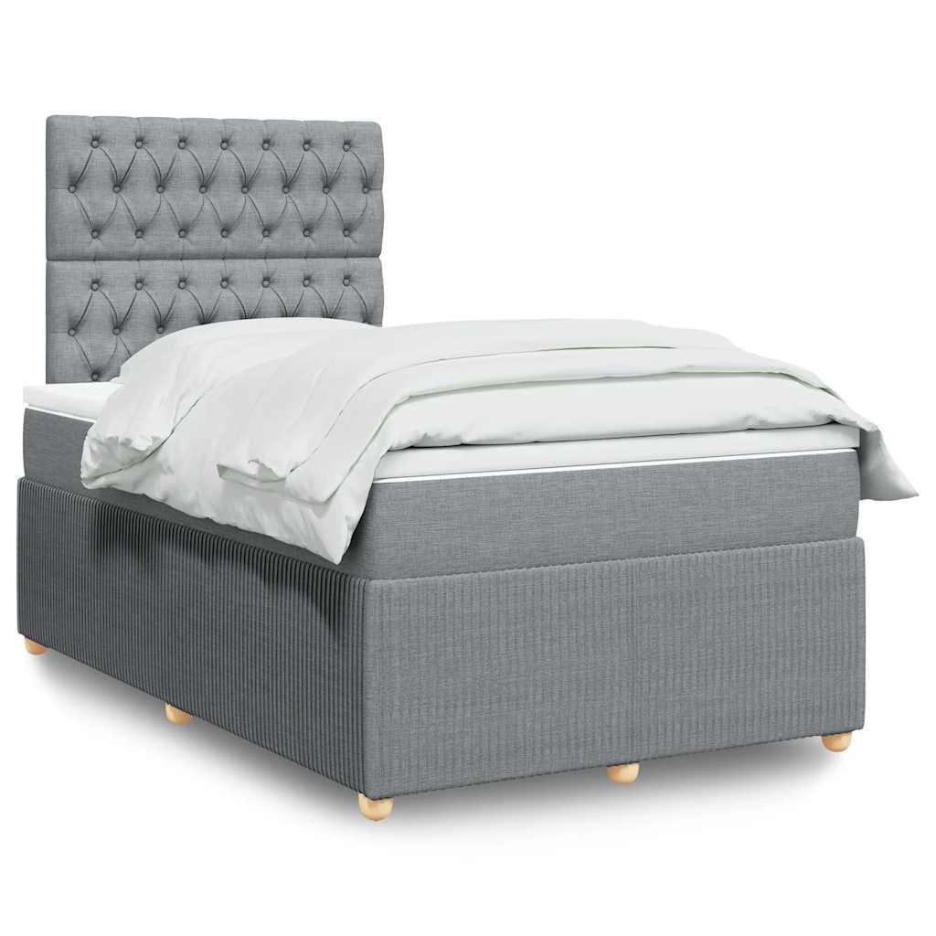 vidaXL Κρεβάτι Boxspring με Στρώμα Ανοιχτό Γκρι 120x200 εκ. Υφασμάτινο