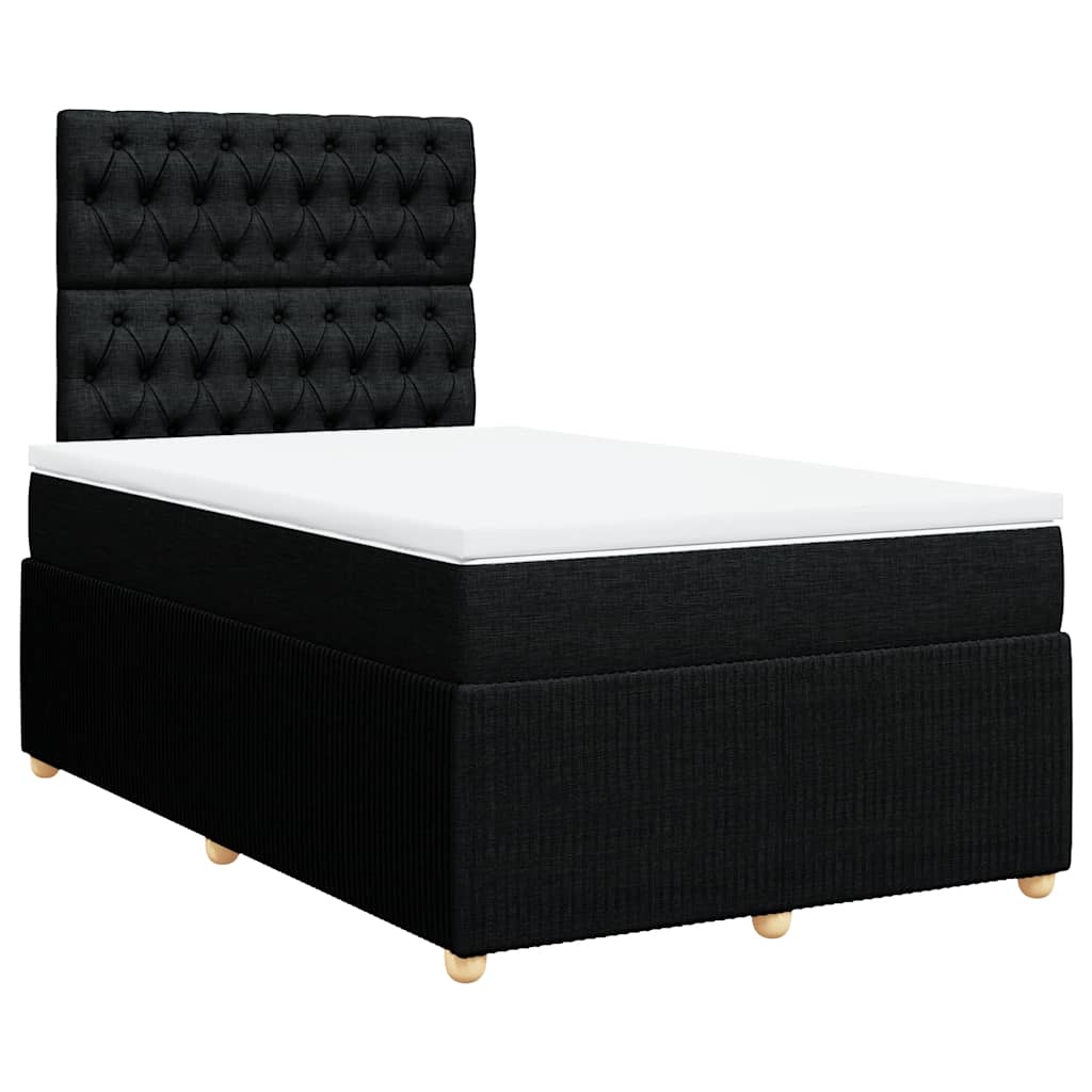 vidaXL Κρεβάτι Boxspring με Στρώμα Μαύρο 120x200 εκ. Υφασμάτινο