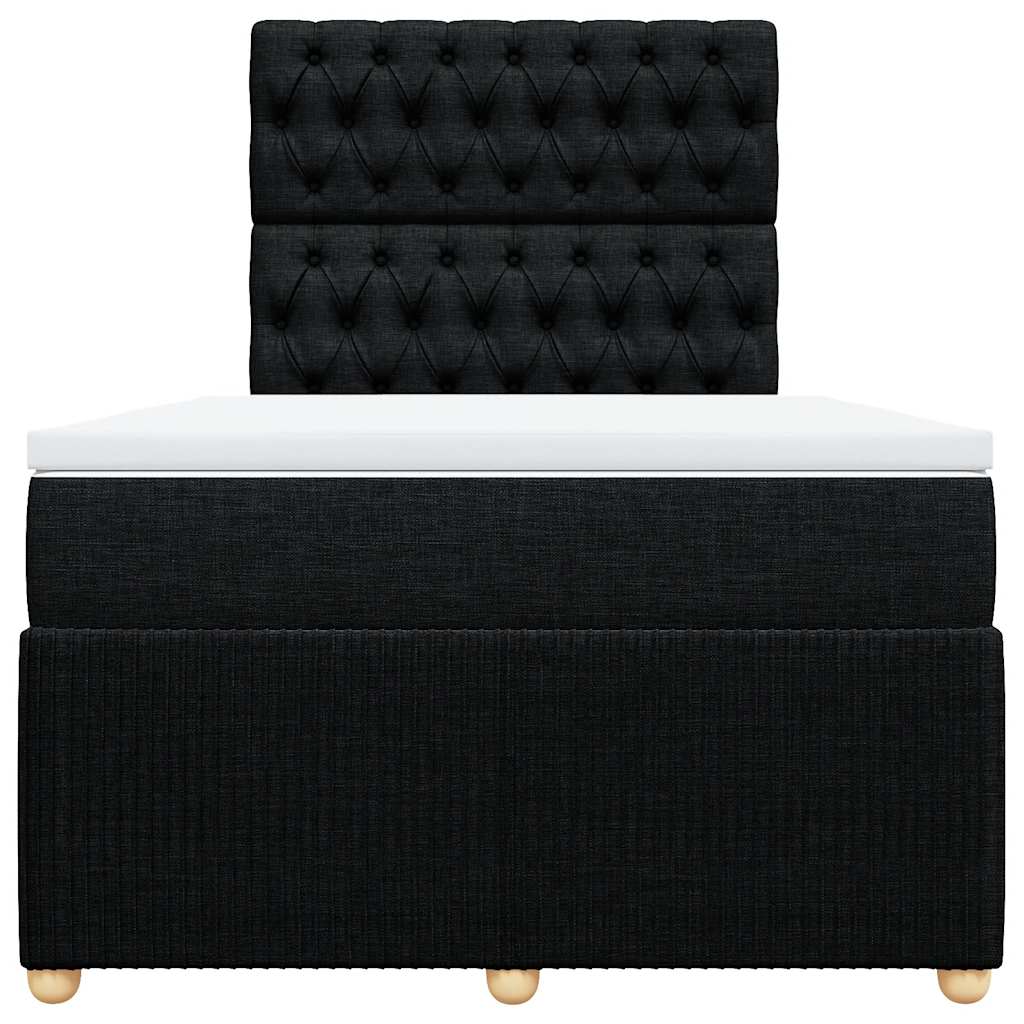 vidaXL Κρεβάτι Boxspring με Στρώμα Μαύρο 120x200 εκ. Υφασμάτινο