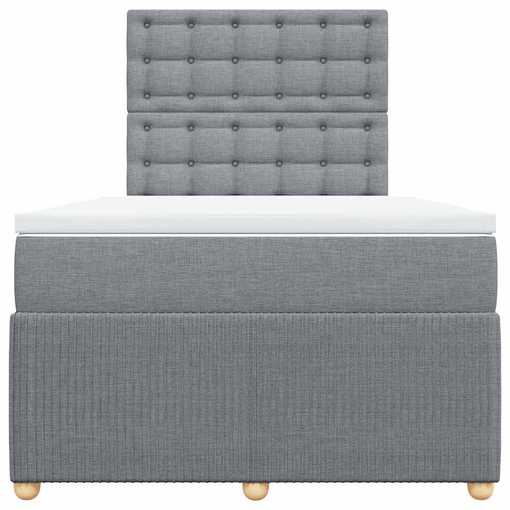 vidaXL Κρεβάτι Boxspring με Στρώμα Ανοιχτό Γκρι 120x200 εκ. Υφασμάτινο