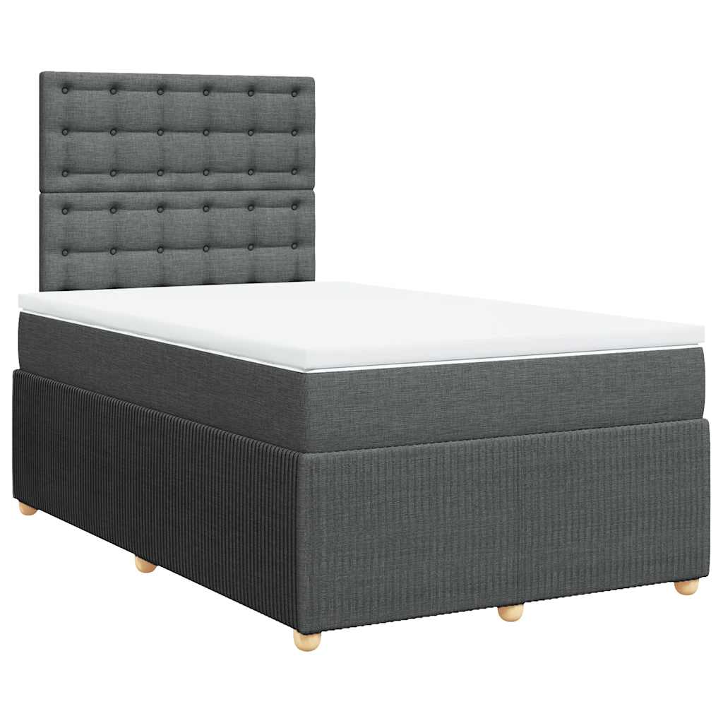 vidaXL Κρεβάτι Boxspring με Στρώμα Σκούρο Γκρι 120x200 εκ. Υφασμάτινο
