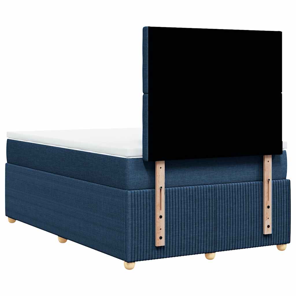 vidaXL Κρεβάτι Boxspring με Στρώμα Μπλε 120x200 εκ. Υφασμάτινο