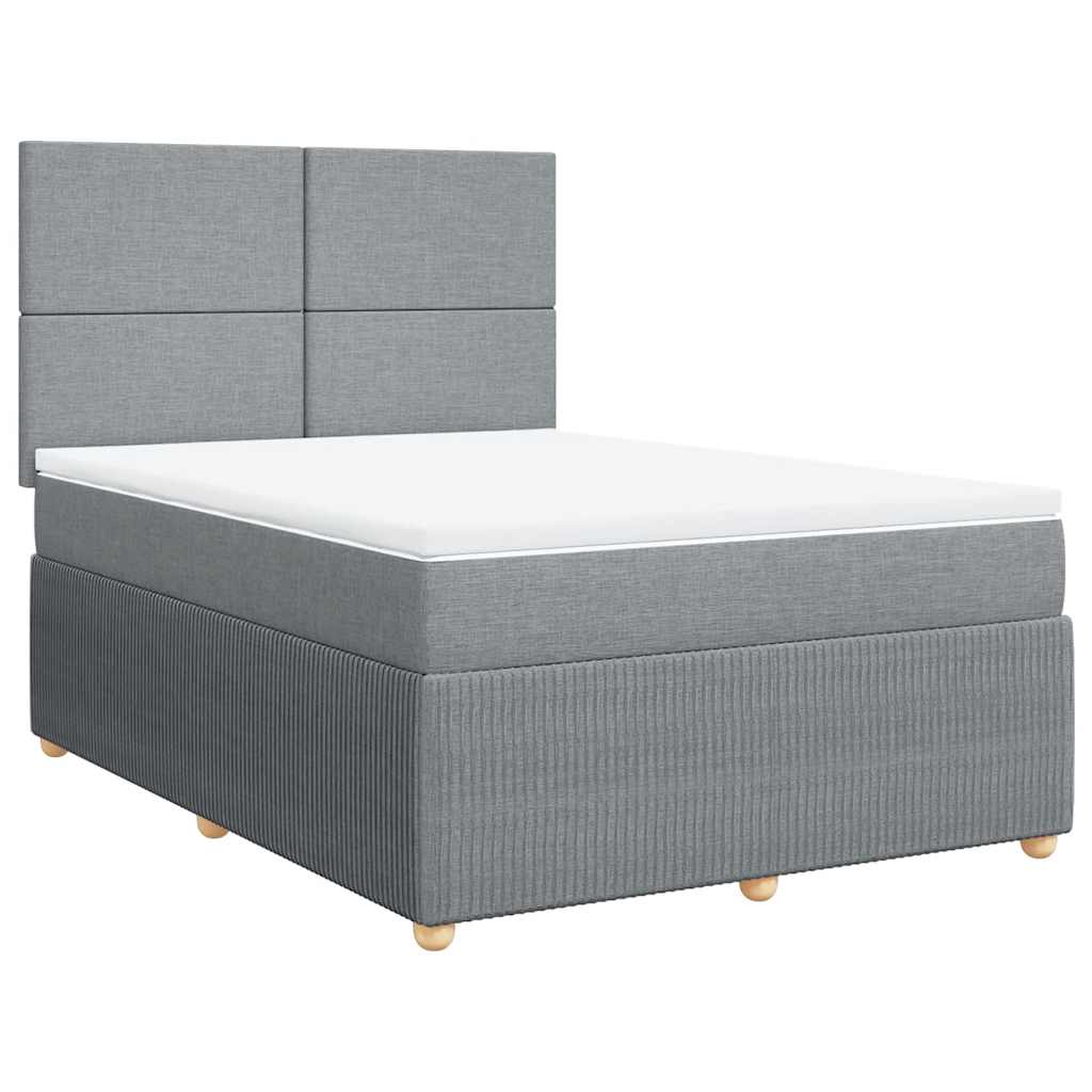 vidaXL Κρεβάτι Boxspring με Στρώμα Ανοιχτό Γκρι 140x190 εκ. Υφασμάτινο