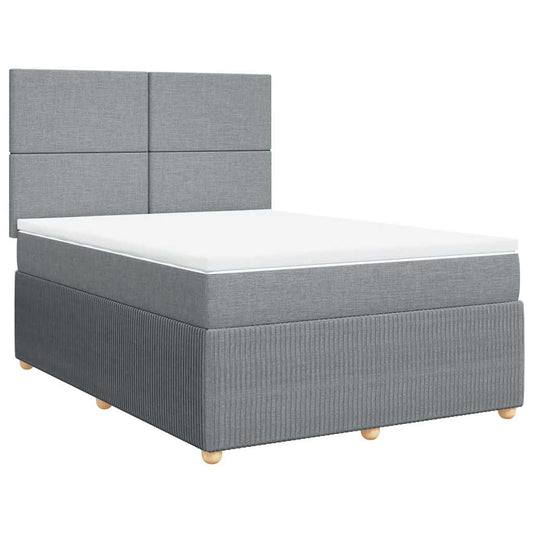 vidaXL Κρεβάτι Boxspring με Στρώμα Ανοιχτό Γκρι 140x190 εκ. Υφασμάτινο