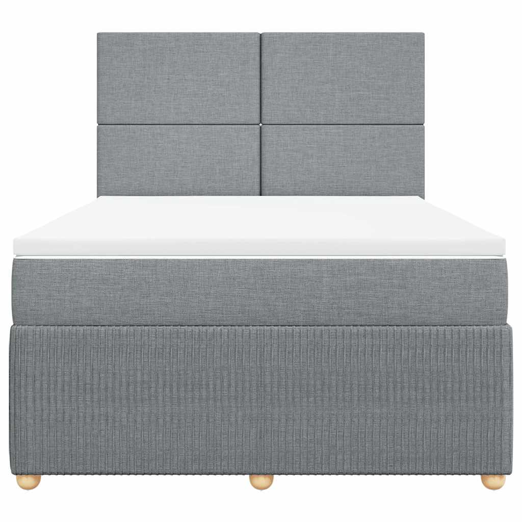 vidaXL Κρεβάτι Boxspring με Στρώμα Ανοιχτό Γκρι 140x190 εκ. Υφασμάτινο