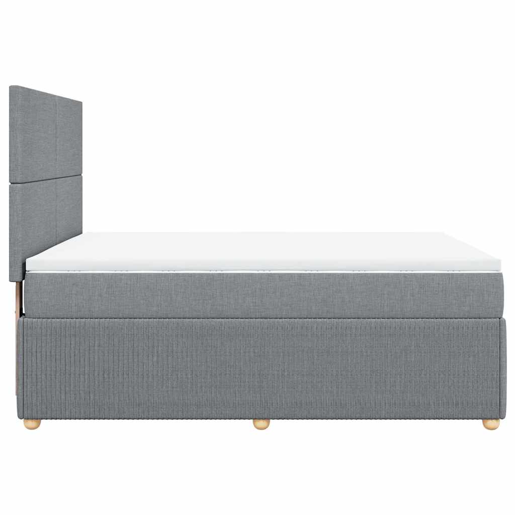 vidaXL Κρεβάτι Boxspring με Στρώμα Ανοιχτό Γκρι 140x190 εκ. Υφασμάτινο