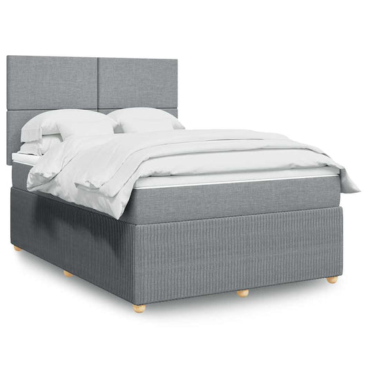 vidaXL Κρεβάτι Boxspring με Στρώμα Ανοιχτό Γκρι 140x190 εκ. Υφασμάτινο