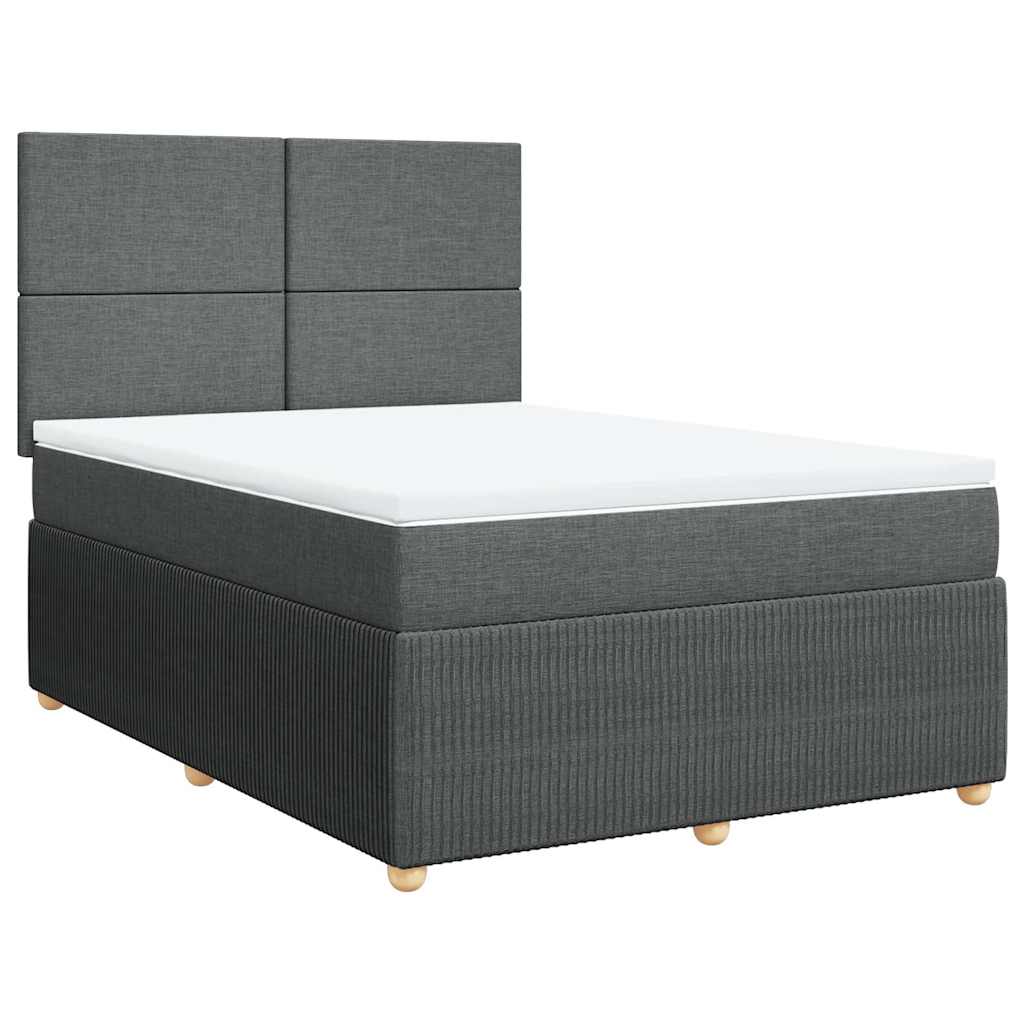 vidaXL Κρεβάτι Boxspring με Στρώμα Σκούρο Γκρι 140x190 εκ. Υφασμάτινο