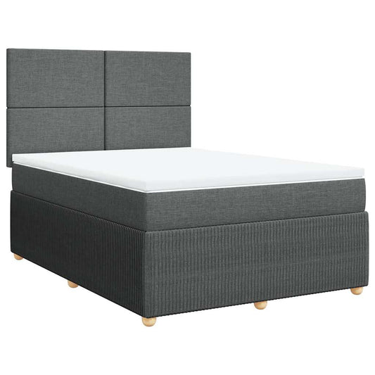 vidaXL Κρεβάτι Boxspring με Στρώμα Σκούρο Γκρι 140x190 εκ. Υφασμάτινο