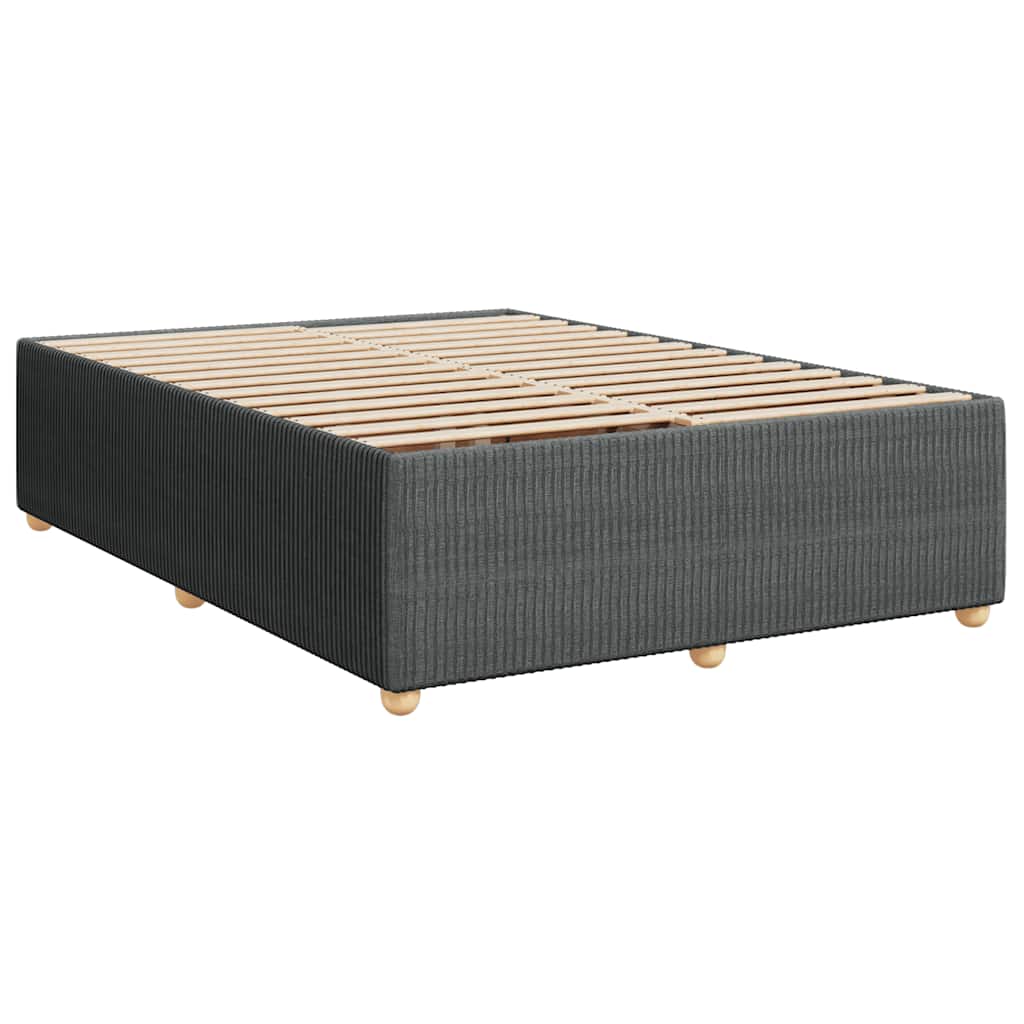 vidaXL Κρεβάτι Boxspring με Στρώμα Σκούρο Γκρι 140x190 εκ. Υφασμάτινο