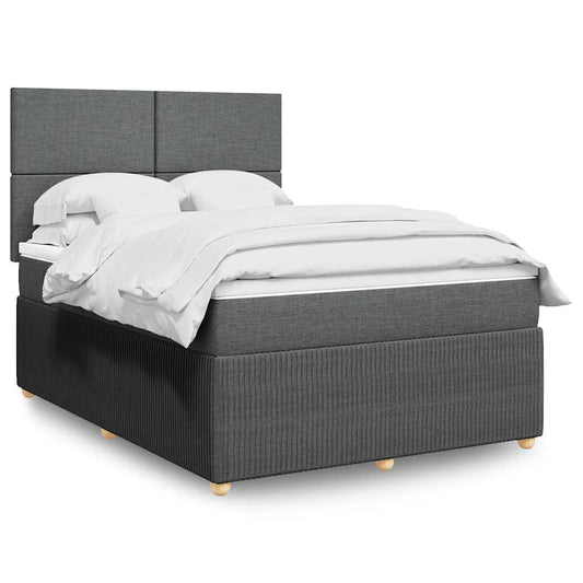 vidaXL Κρεβάτι Boxspring με Στρώμα Σκούρο Γκρι 140x190 εκ. Υφασμάτινο
