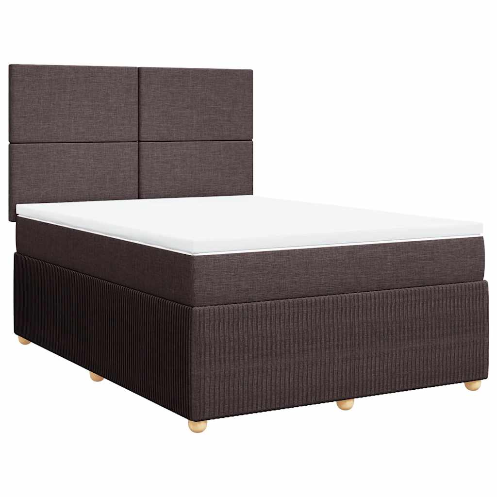 vidaXL Κρεβάτι Boxspring με Στρώμα Σκούρο Καφέ 140x190 εκ. Υφασμάτινο