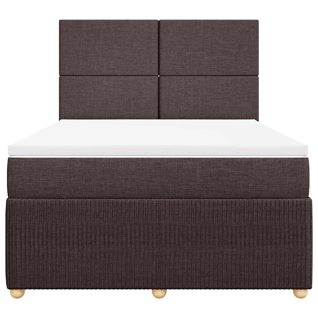 vidaXL Κρεβάτι Boxspring με Στρώμα Σκούρο Καφέ 140x190 εκ. Υφασμάτινο