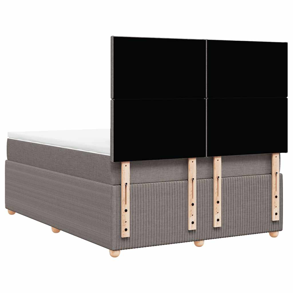vidaXL Κρεβάτι Boxspring με Στρώμα Taupe 140x190 εκ. Υφασμάτινο