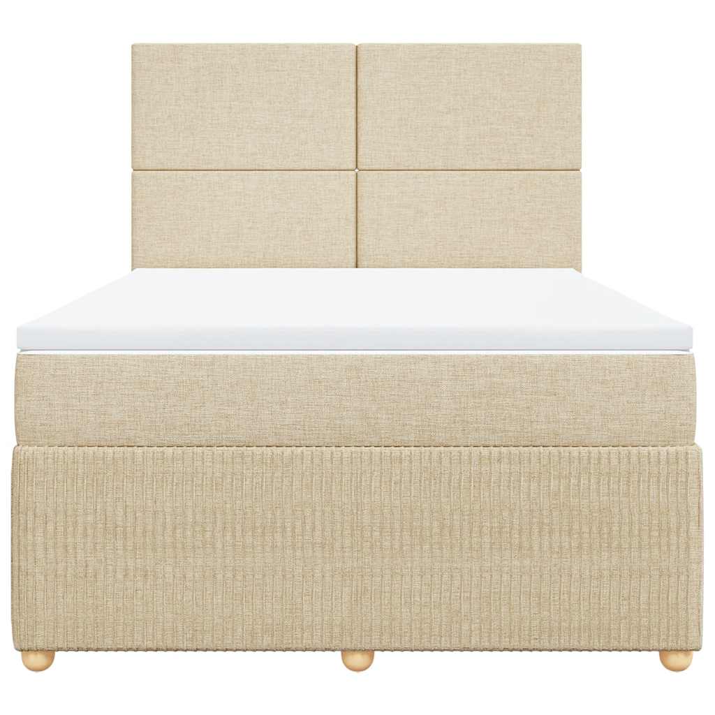 vidaXL Κρεβάτι Boxspring με Στρώμα Κρεμ 140x190 εκ. Υφασμάτινο