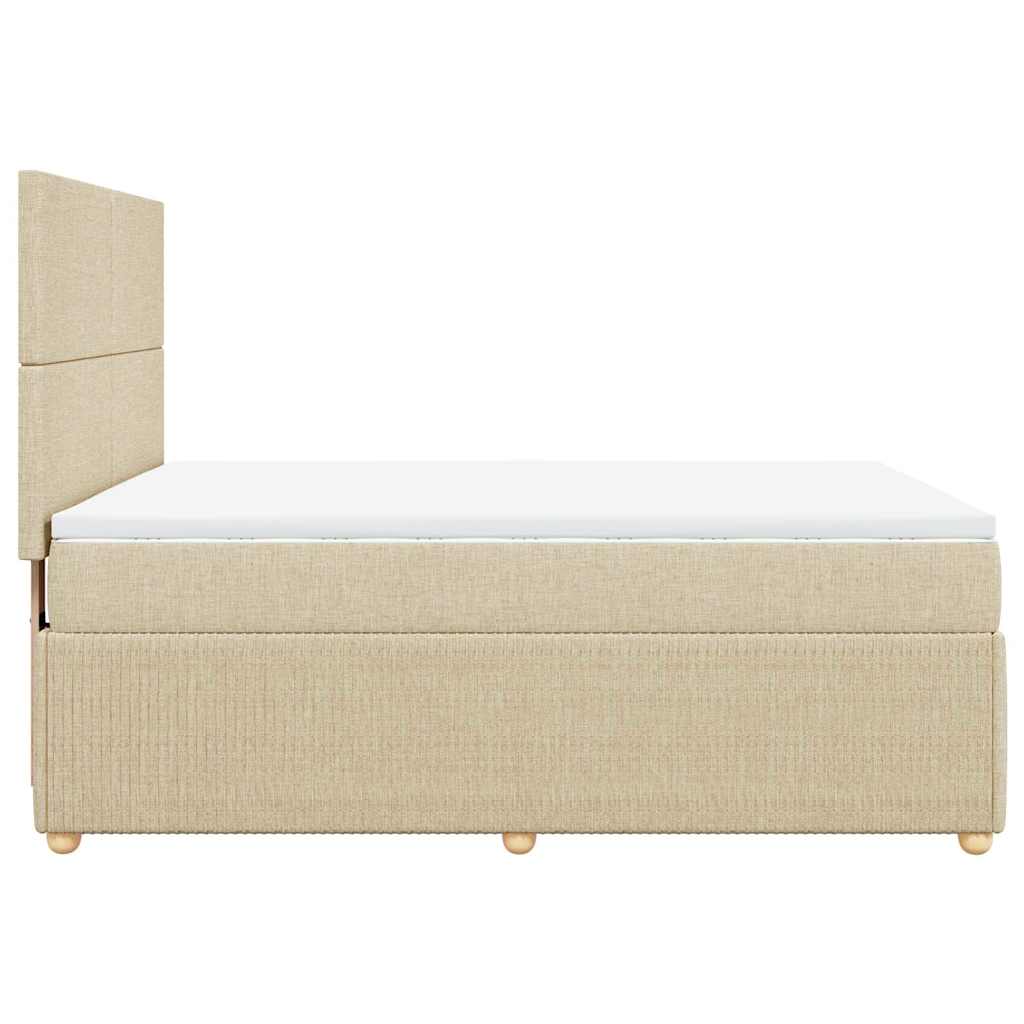 vidaXL Κρεβάτι Boxspring με Στρώμα Κρεμ 140x190 εκ. Υφασμάτινο