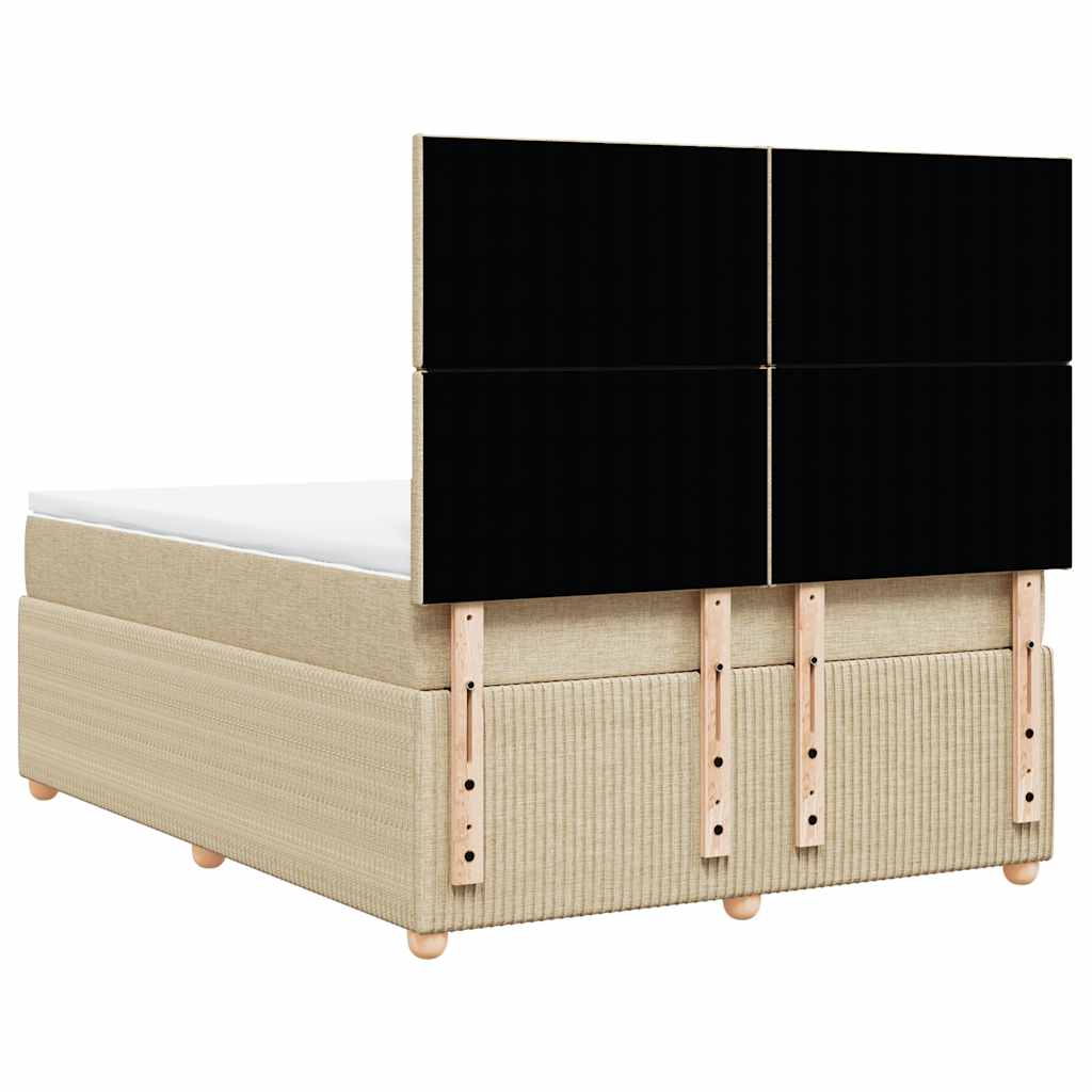 vidaXL Κρεβάτι Boxspring με Στρώμα Κρεμ 140x190 εκ. Υφασμάτινο