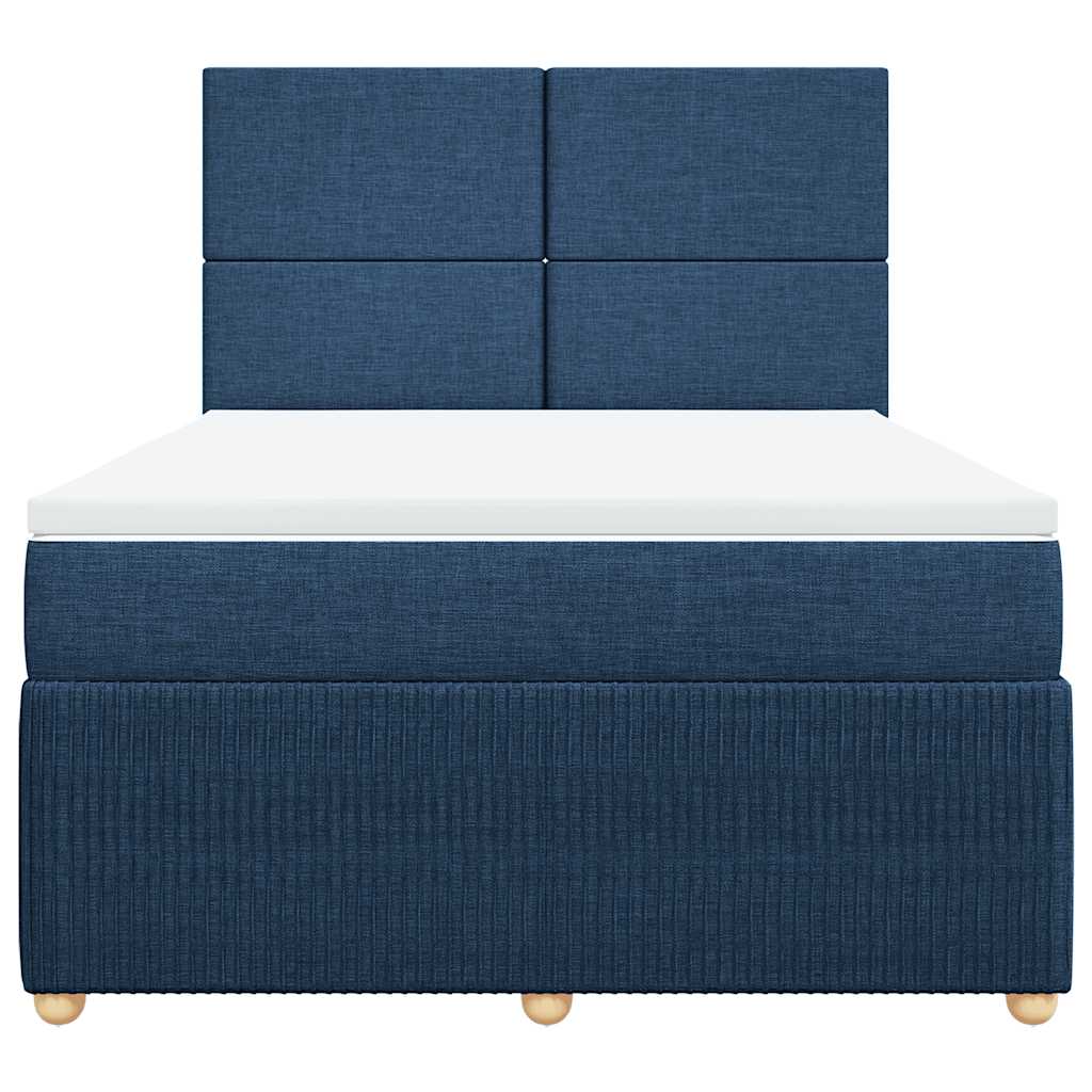 vidaXL Κρεβάτι Boxspring με Στρώμα Μπλε 140x190 εκ. Υφασμάτινο