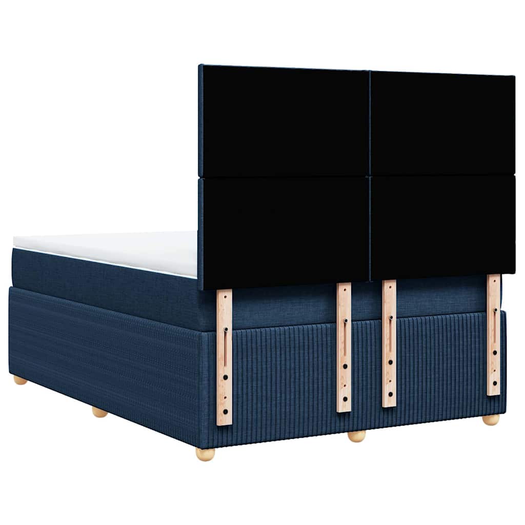 vidaXL Κρεβάτι Boxspring με Στρώμα Μπλε 140x190 εκ. Υφασμάτινο
