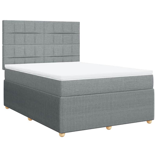 vidaXL Κρεβάτι Boxspring με Στρώμα Ανοιχτό Γκρι 140x190 εκ. Υφασμάτινο
