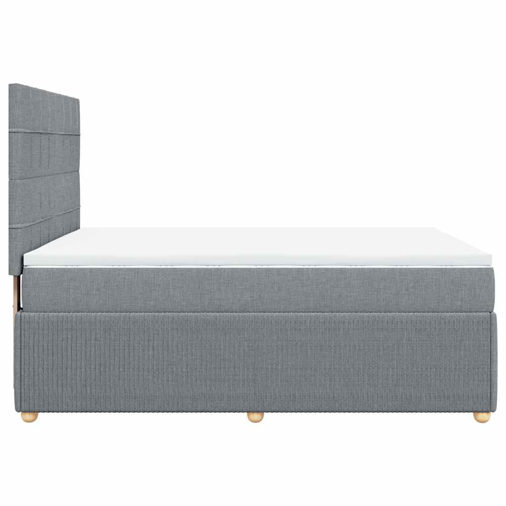 vidaXL Κρεβάτι Boxspring με Στρώμα Ανοιχτό Γκρι 140x190 εκ. Υφασμάτινο