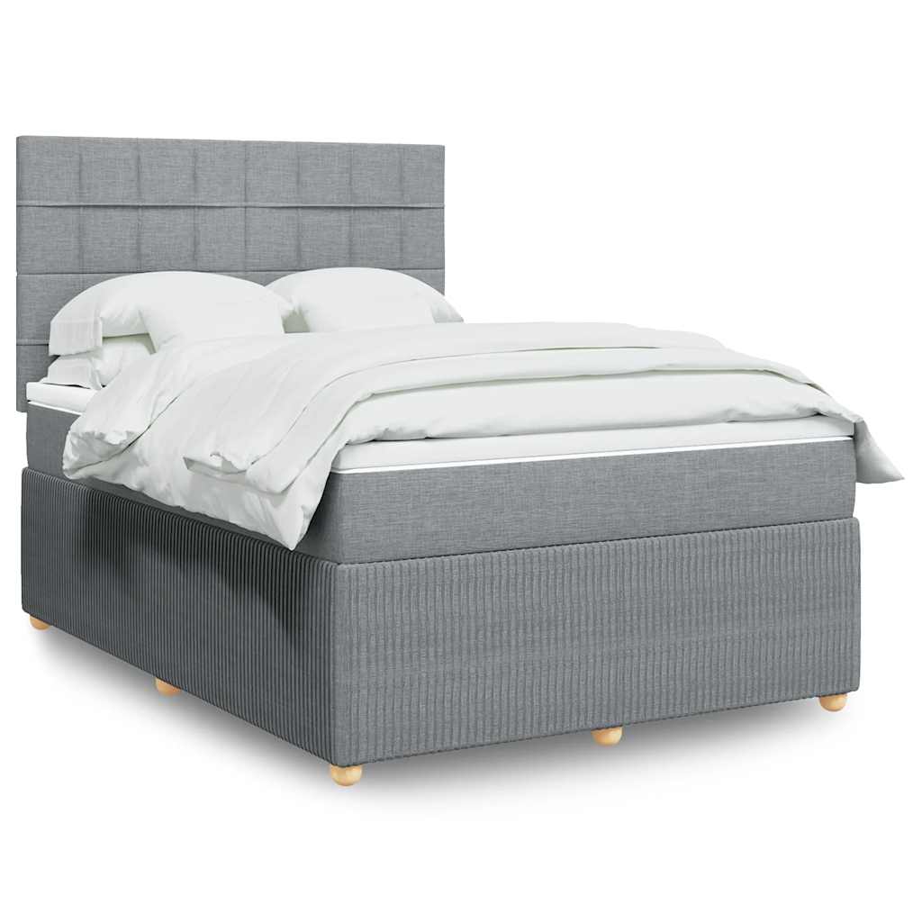 vidaXL Κρεβάτι Boxspring με Στρώμα Ανοιχτό Γκρι 140x190 εκ. Υφασμάτινο