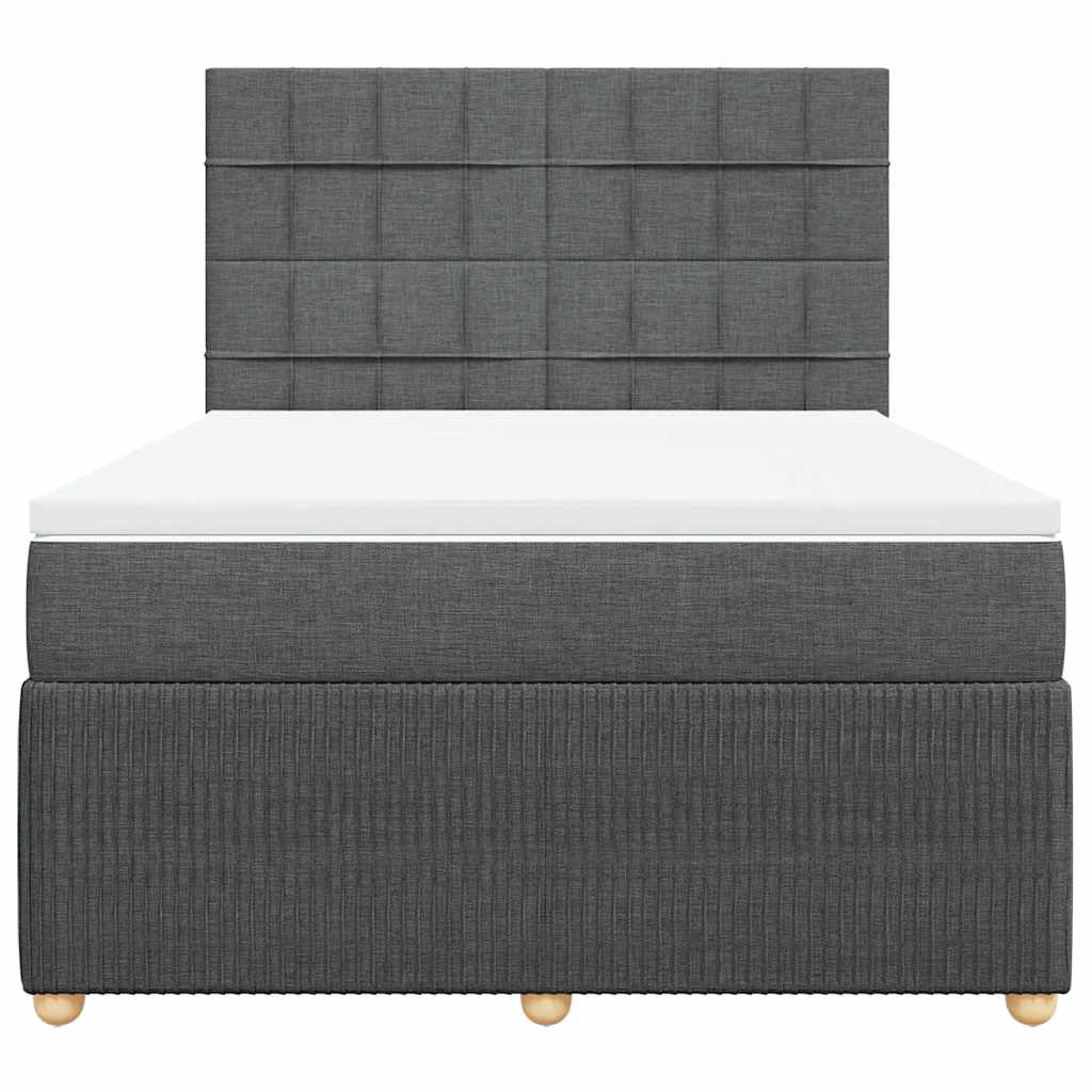 vidaXL Κρεβάτι Boxspring με Στρώμα Σκούρο Γκρι 140x190 εκ. Υφασμάτινο