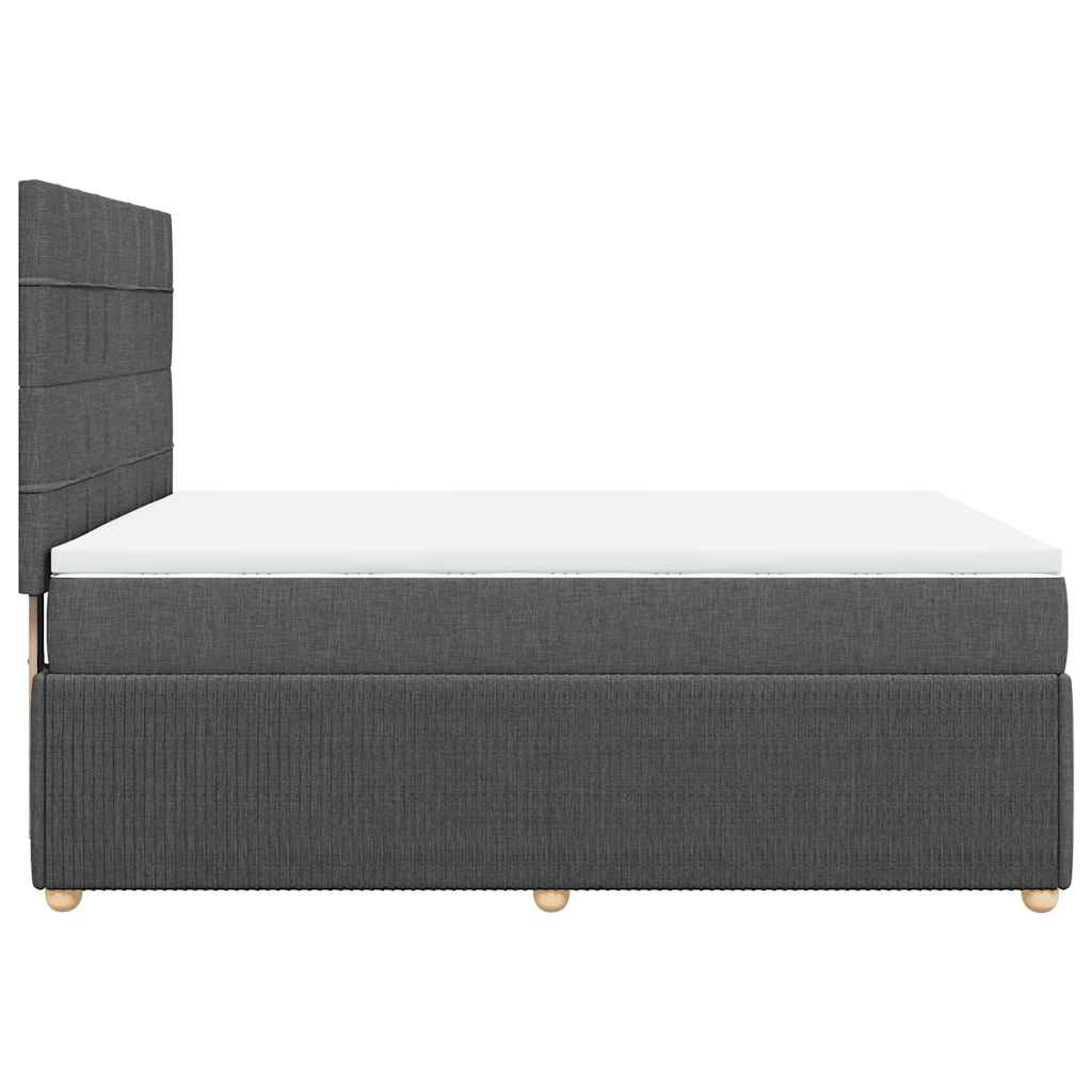 vidaXL Κρεβάτι Boxspring με Στρώμα Σκούρο Γκρι 140x190 εκ. Υφασμάτινο