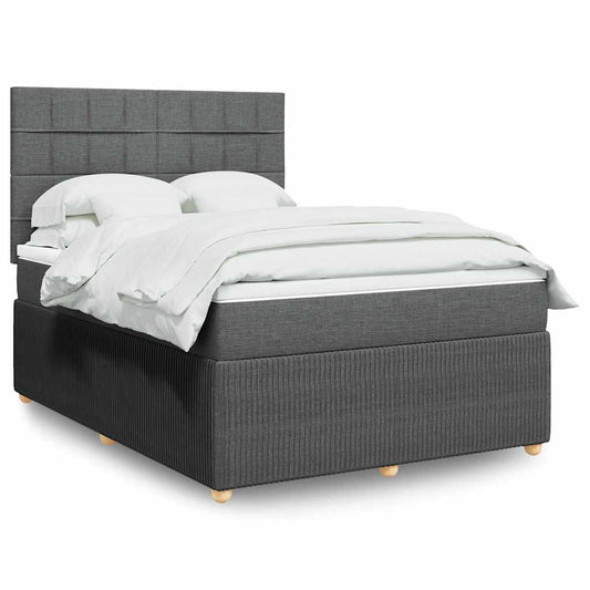 vidaXL Κρεβάτι Boxspring με Στρώμα Σκούρο Γκρι 140x190 εκ. Υφασμάτινο