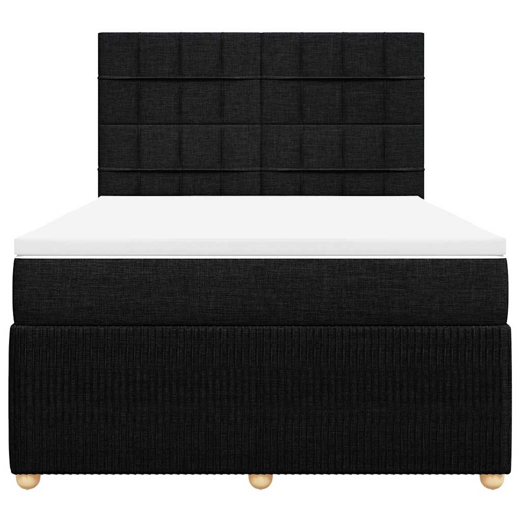 vidaXL Κρεβάτι Boxspring με Στρώμα Μαύρο 140x190 εκ. Υφασμάτινο