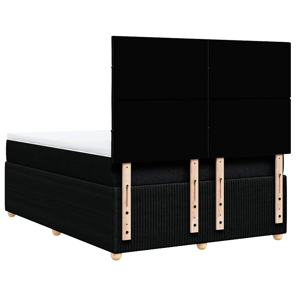 vidaXL Κρεβάτι Boxspring με Στρώμα Μαύρο 140x190 εκ. Υφασμάτινο