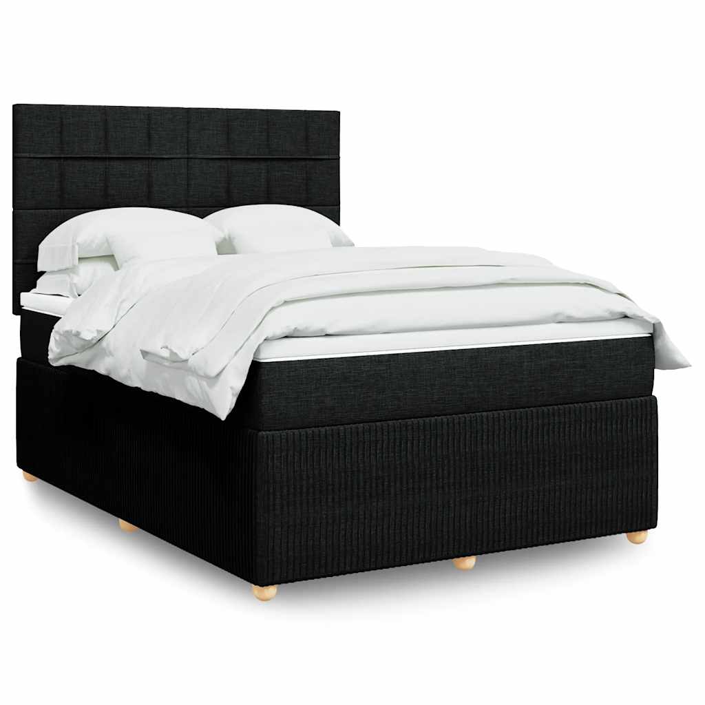 vidaXL Κρεβάτι Boxspring με Στρώμα Μαύρο 140x190 εκ. Υφασμάτινο
