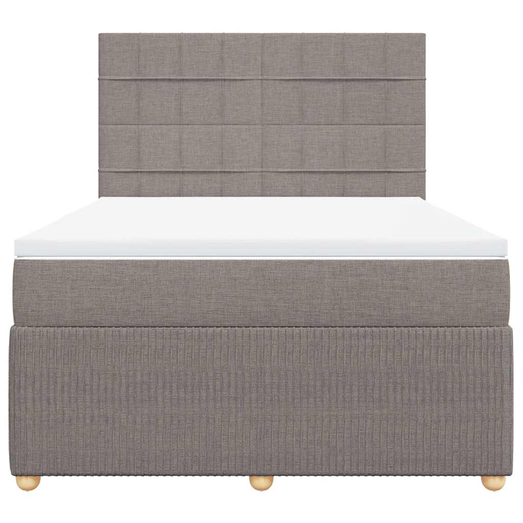 vidaXL Κρεβάτι Boxspring με Στρώμα Taupe 140x190 εκ. Υφασμάτινο
