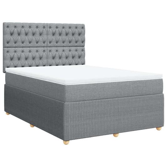vidaXL Κρεβάτι Boxspring με Στρώμα Ανοιχτό Γκρι 140x190 εκ. Υφασμάτινο