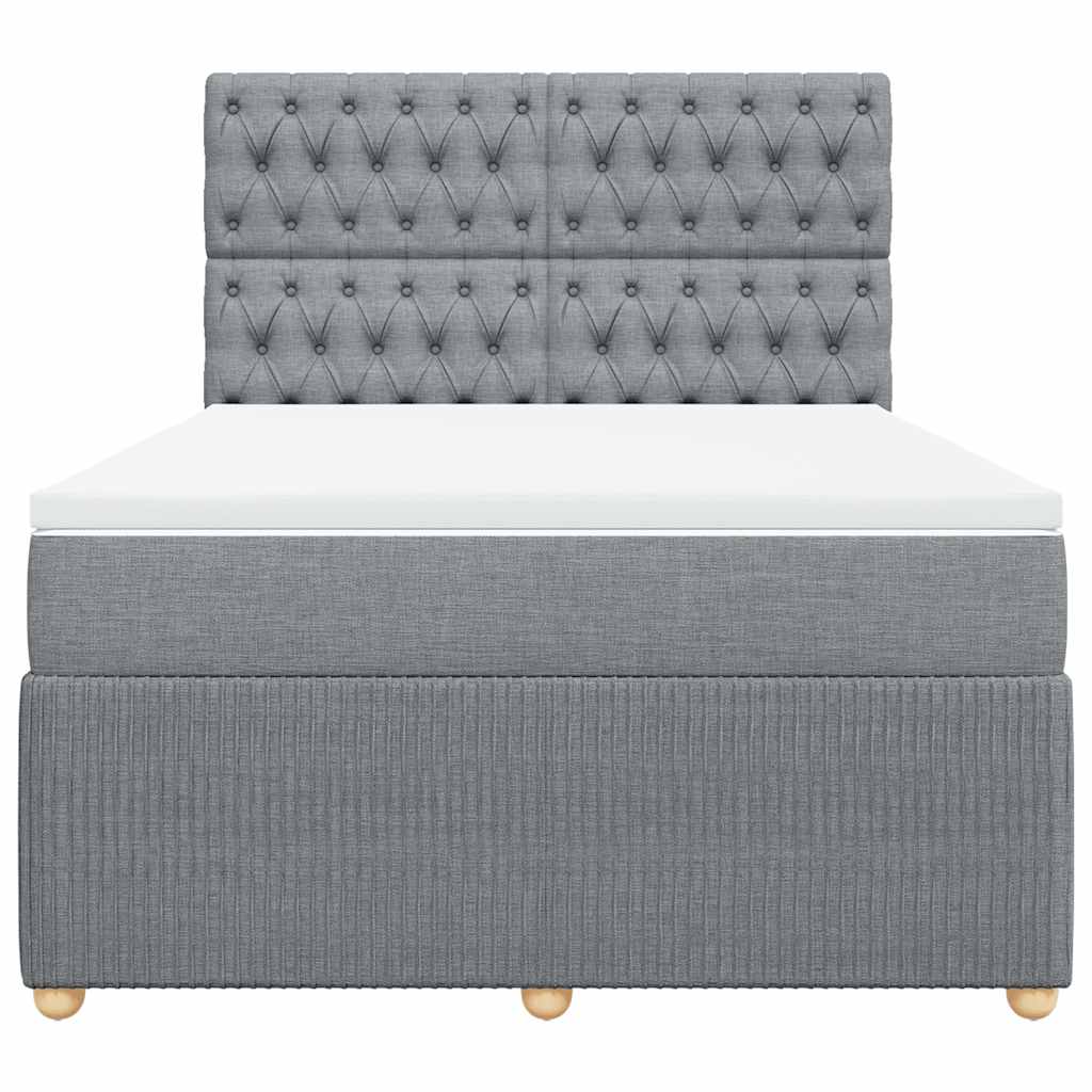 vidaXL Κρεβάτι Boxspring με Στρώμα Ανοιχτό Γκρι 140x190 εκ. Υφασμάτινο