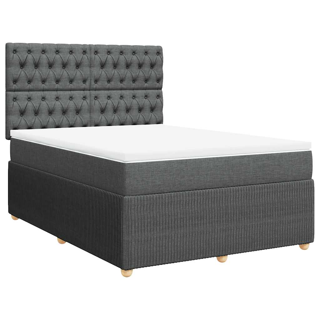 vidaXL Κρεβάτι Boxspring με Στρώμα Σκούρο Γκρι 140x190 εκ. Υφασμάτινο