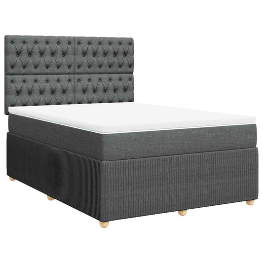 vidaXL Κρεβάτι Boxspring με Στρώμα Σκούρο Γκρι 140x190 εκ. Υφασμάτινο