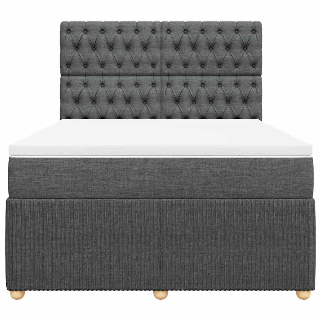 vidaXL Κρεβάτι Boxspring με Στρώμα Σκούρο Γκρι 140x190 εκ. Υφασμάτινο