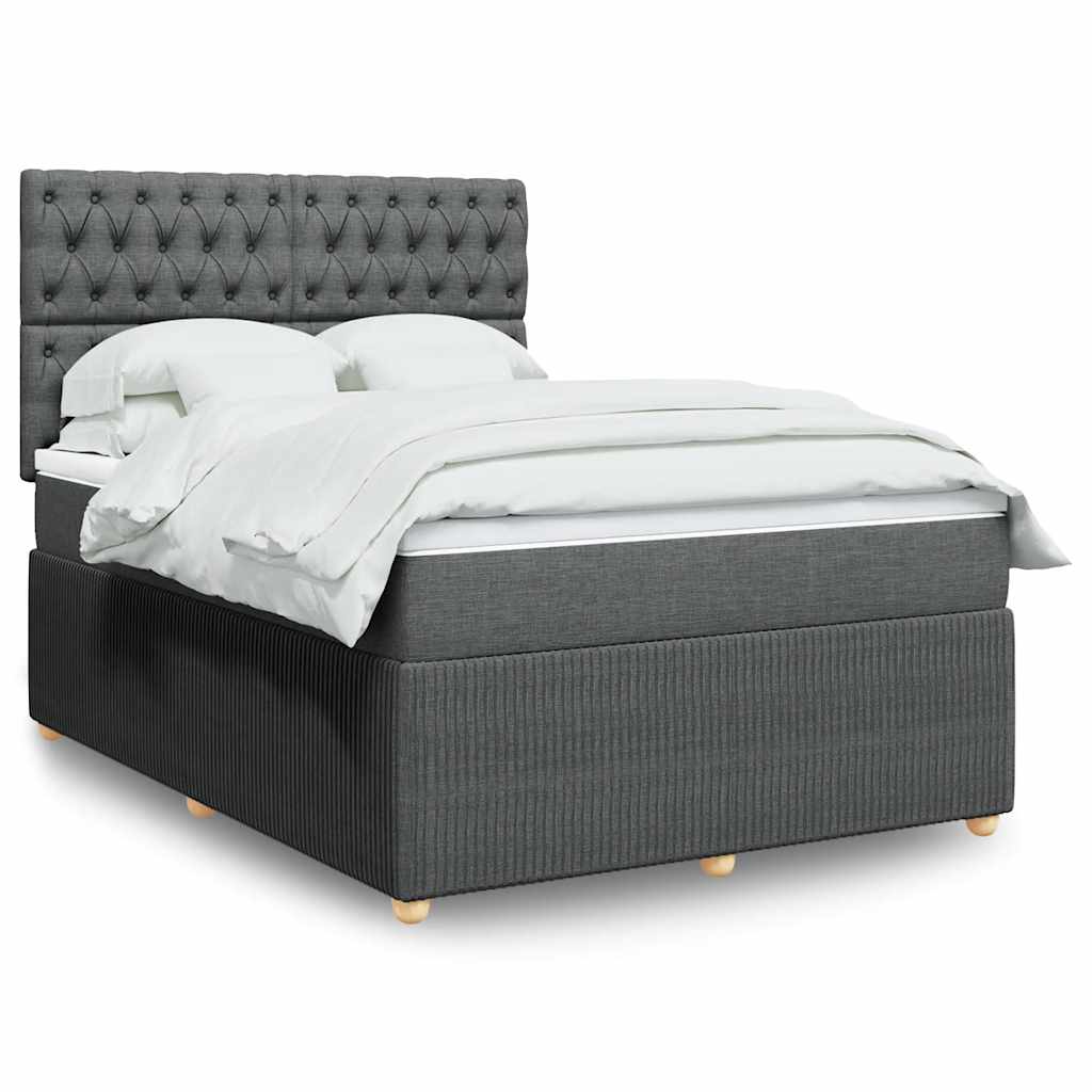 vidaXL Κρεβάτι Boxspring με Στρώμα Σκούρο Γκρι 140x190 εκ. Υφασμάτινο
