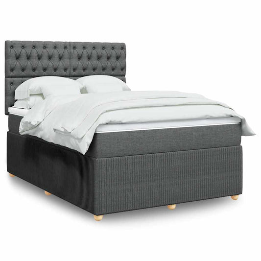 vidaXL Κρεβάτι Boxspring με Στρώμα Σκούρο Γκρι 140x190 εκ. Υφασμάτινο