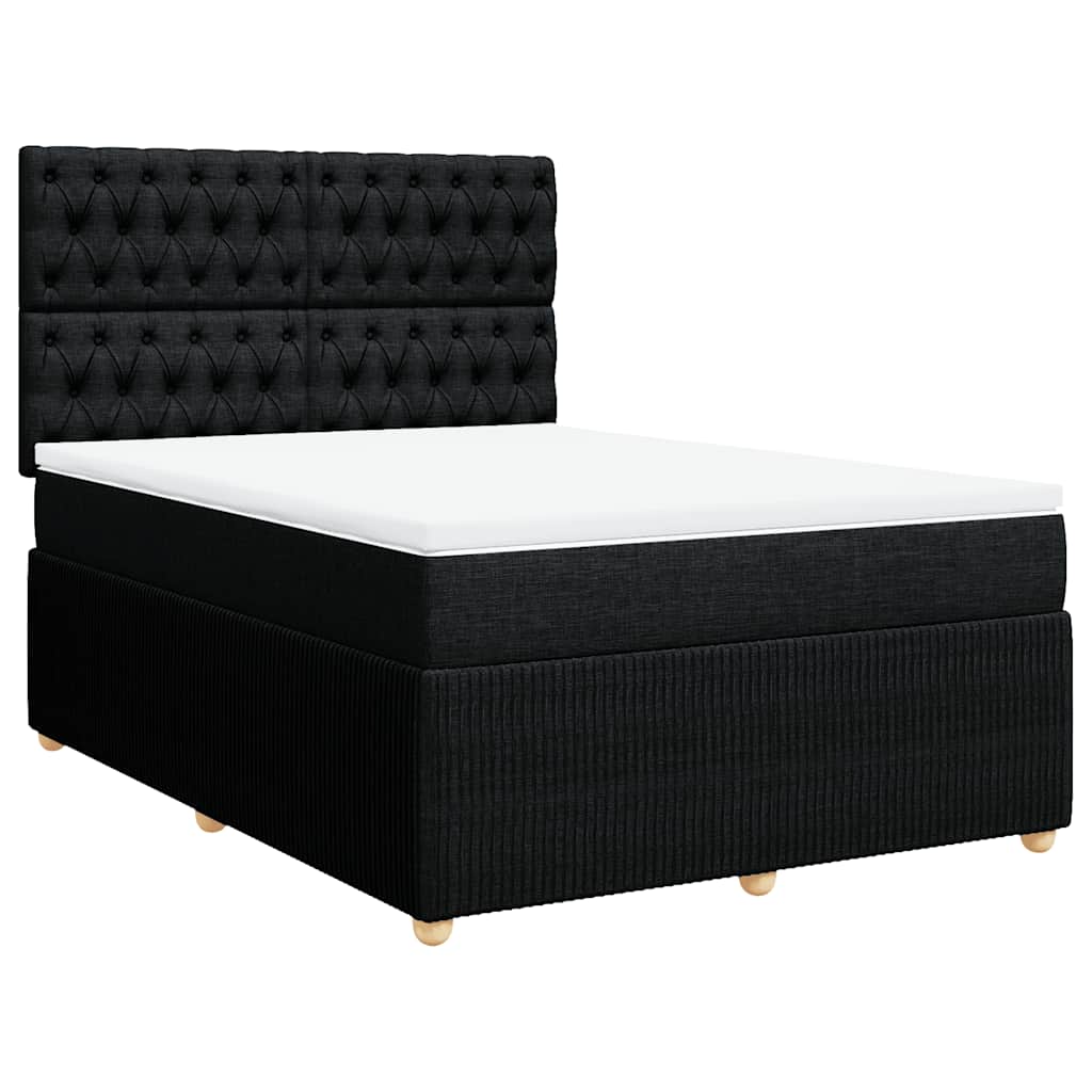 vidaXL Κρεβάτι Boxspring με Στρώμα Μαύρο 140x190 εκ. Υφασμάτινο