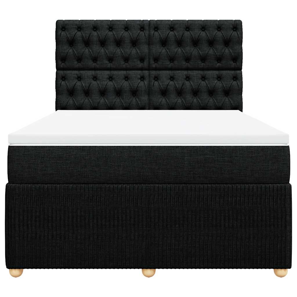 vidaXL Κρεβάτι Boxspring με Στρώμα Μαύρο 140x190 εκ. Υφασμάτινο