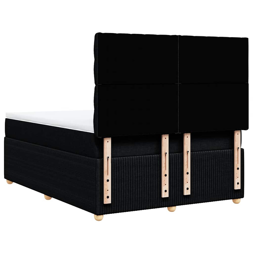 vidaXL Κρεβάτι Boxspring με Στρώμα Μαύρο 140x190 εκ. Υφασμάτινο