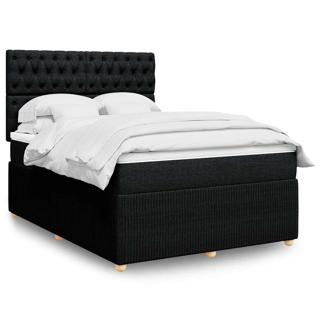 vidaXL Κρεβάτι Boxspring με Στρώμα Μαύρο 140x190 εκ. Υφασμάτινο