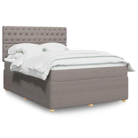 vidaXL Κρεβάτι Boxspring με Στρώμα Taupe 140x190 εκ. Υφασμάτινο