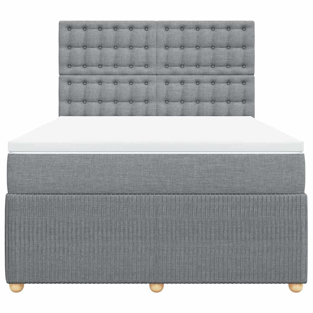 vidaXL Κρεβάτι Boxspring με Στρώμα Ανοιχτό Γκρι 140x190 εκ. Υφασμάτινο
