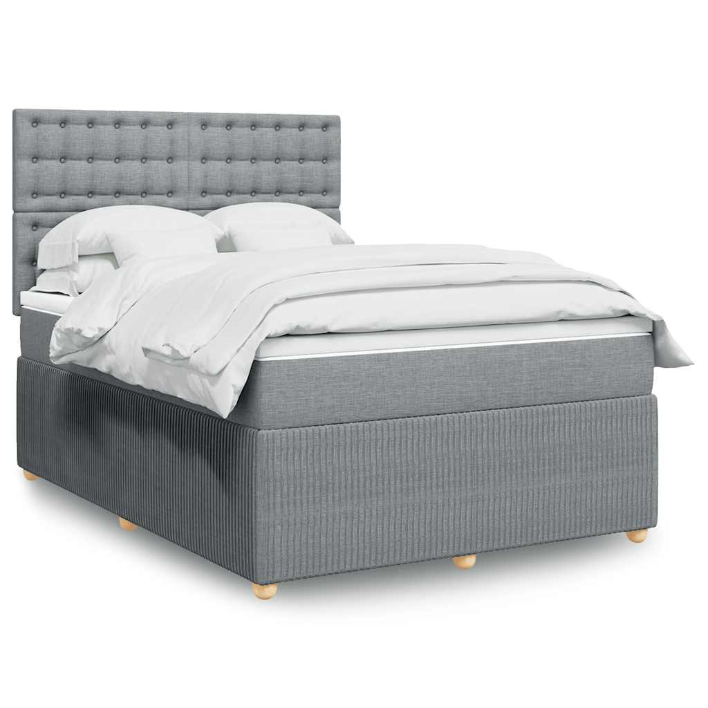 vidaXL Κρεβάτι Boxspring με Στρώμα Ανοιχτό Γκρι 140x190 εκ. Υφασμάτινο